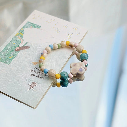 Jingdezhen Ceramic Bracelet New Color-free Women's Summer Student's Antique Beaded Bracelet Small Fresh And Popular