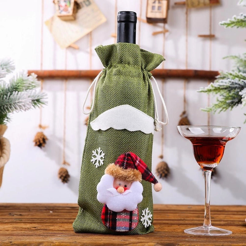 Christmas Decorations Christmas Bottle Set Wine Champagne Bottle Bag Dining Table Dress Up