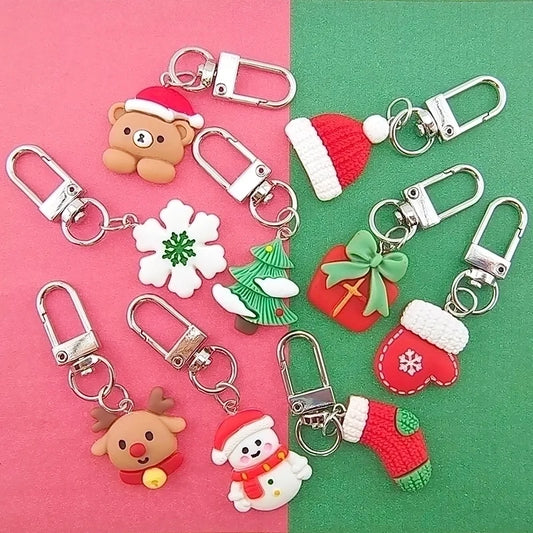 Cute Minimalist Snowman Snowflake Elk Alloy Resin Christmas Keychain
