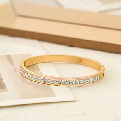 Minimalist Commute Circle Titanium Steel Plating Inlay Zircon Rings Bracelets