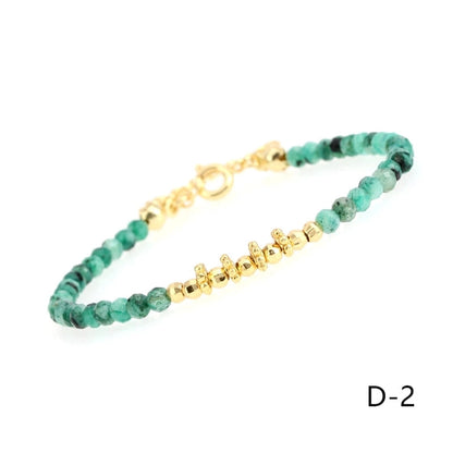 Ethnic Style Round Beaded Knitting Natural Stone Bracelets 1 Piece