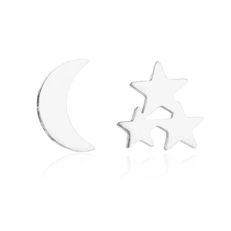 1 Pair Fashion Star Moon Tree Plating Hollow Out 304 Stainless Steel 18K Gold Plated Ear Studs