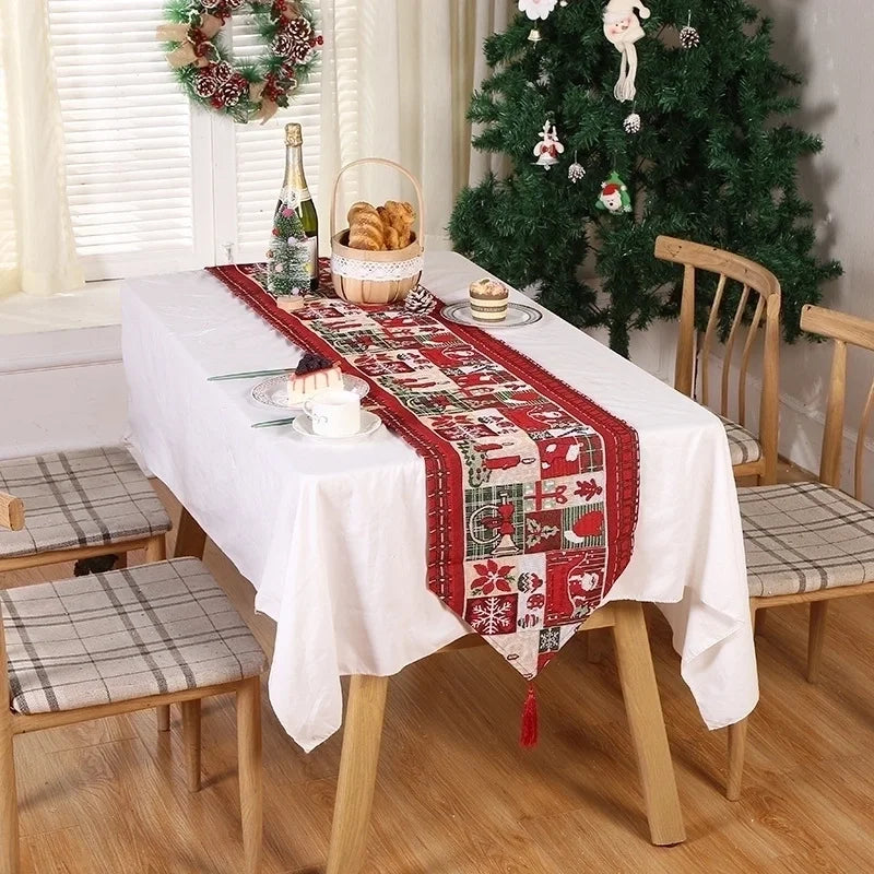 Christmas Christmas Tree Santa Claus Elk Polyester Christmas Tablecloth