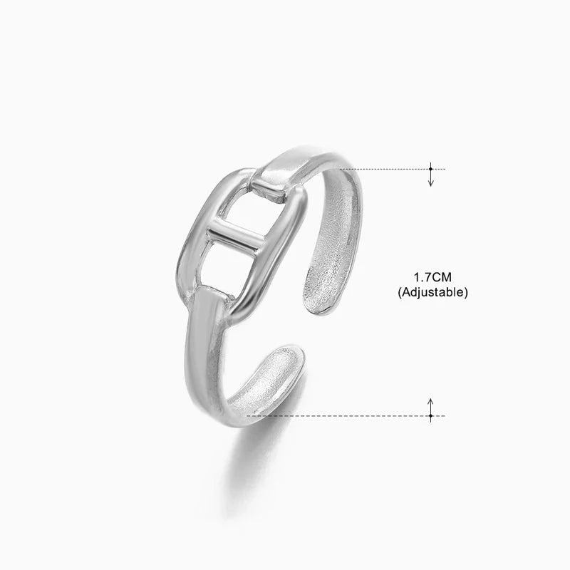 Retro Geometric Stainless Steel Plating Open Rings