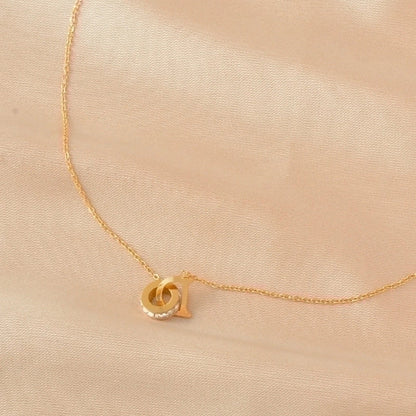 Sweet Minimalist Round Chinese Character Flower Titanium Steel Inlay Rhinestones Shell Pendant Necklace