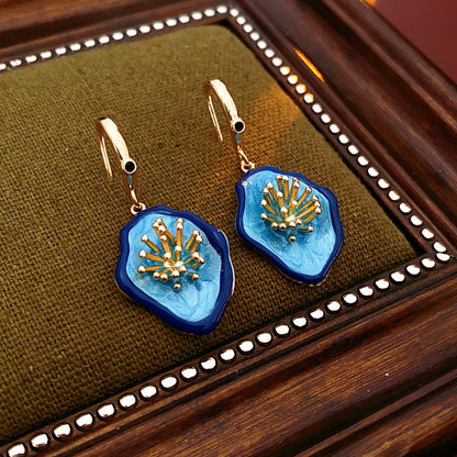 Luxurious Round Geometric Alloy Oil Dripping Earrings