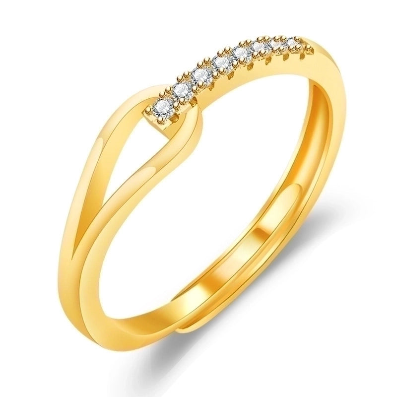 Minimalist Solid Color Copper Plating Inlay Artificial Diamond Rings 1 Piece