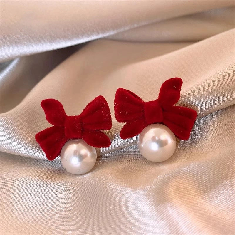 1 Pair IG Style Minimalist U Shape Geometric Flower Inlay Imitation Pearl Artificial Pearls Rhinestones Drop Earrings Ear Studs