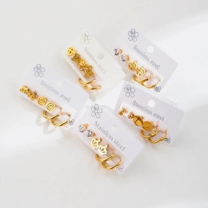 3 Pieces Set Vintage Style Modern Style Minimalist Butterfly Inlay 304 Stainless Steel Rhinestones Earrings Ear Studs