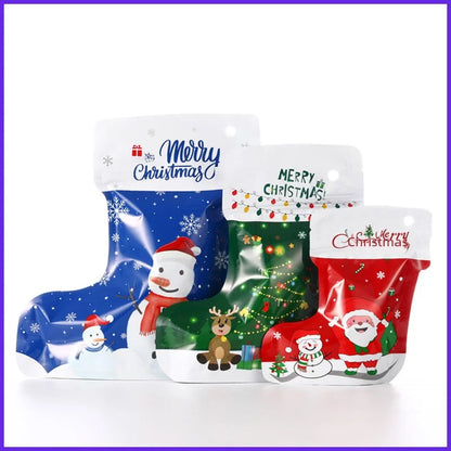 Christmas Socks Stand-up Bag Boots Stand-up Plastic Bag Jewelry Self-sealing Bag Christmas Gift Packaging Bag Spot