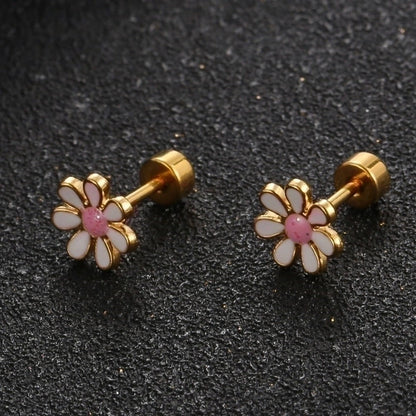 Minimalist Flower 304 Stainless Steel No Inlaid Earrings Ear Studs