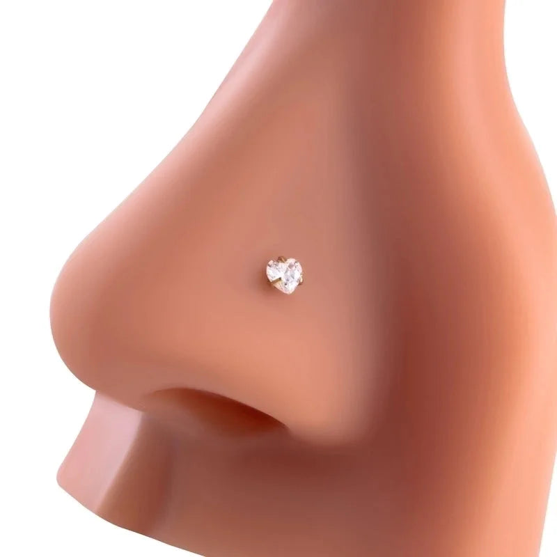 1 Piece Nose Rings & Studs Minimalist Classic Style Pentagram Round Heart Shape 316L Stainless Steel Nose Rings & Studs
