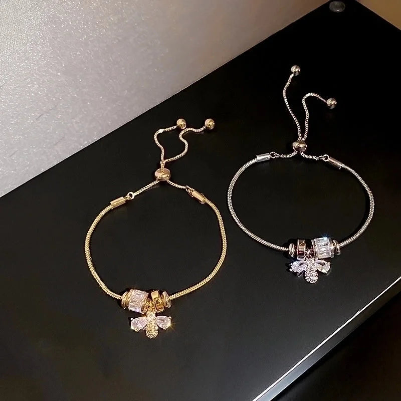 Minimalist Star Titanium Steel Metal Rhinestones Bracelets