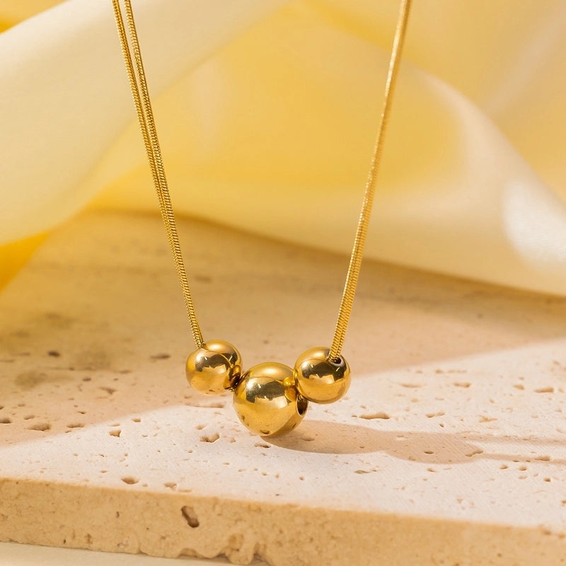 Minimalist Geometric Heart Shape Titanium Steel Shell Zircon 18K Gold Plated Inlay Layered Necklaces Necklace