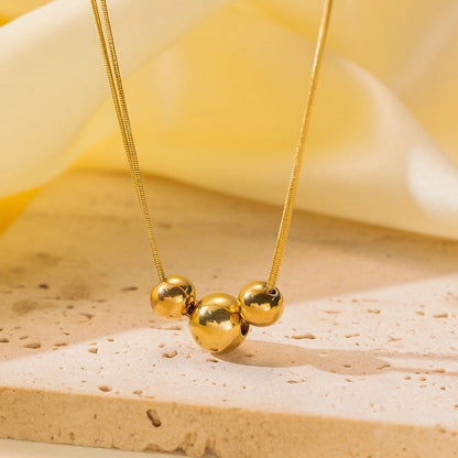 Minimalist Geometric Heart Shape Titanium Steel Shell Zircon 18K Gold Plated Inlay Layered Necklaces Necklace