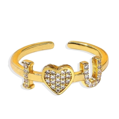 Geometric Silver Transparent Rhinestone Inlaid Series Open Copper Inlaid Zirconium Ring