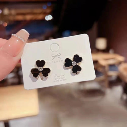 1 Pair Fashion Flower Butterfly Bow Knot Inlay Alloy Artificial Pearls Rhinestones Shell Earrings