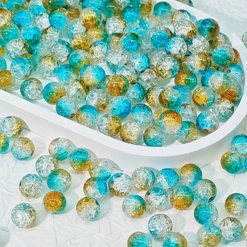 50 PCS/Package Diameter 10mm Diameter 8mm Glass Crackle Glass Beads Round Jewelry Accessories