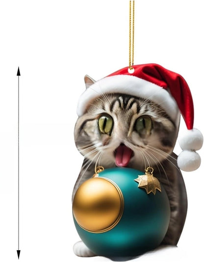 Christmas Christmas Hat Cat Arylic Flat Decorations Hanging Ornaments Car Hanging Accessories