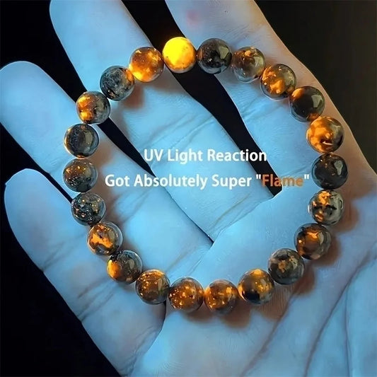 6/8/10mm Flame Stone Bracelet Punk Natural Flame Stone Beaded Bracelet Men And Women Jewelry