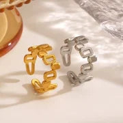 Vintage Style Square 304 Stainless Steel 18K Gold Plated Plating Stainless Steel Rings