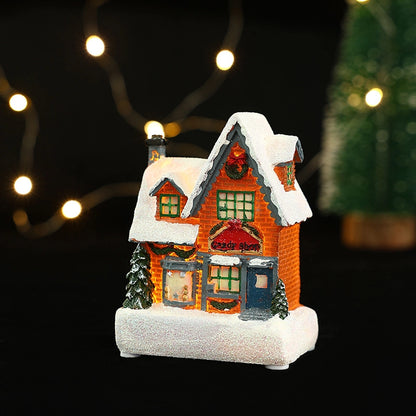 Christmas Small Ornaments Holiday Decorations Christmas Eve House Micro Landscape Luminous Desktop Window Scene Layout Gift