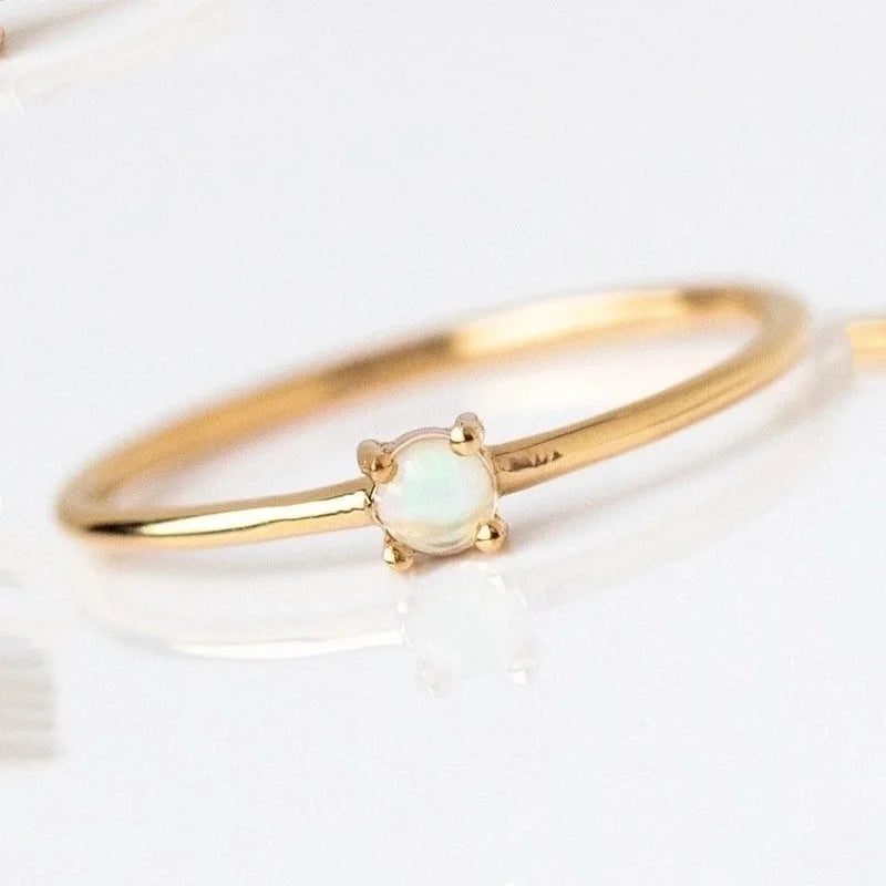 Minimalist Geometric Copper Gold Plated Artificial Pearls Rings
