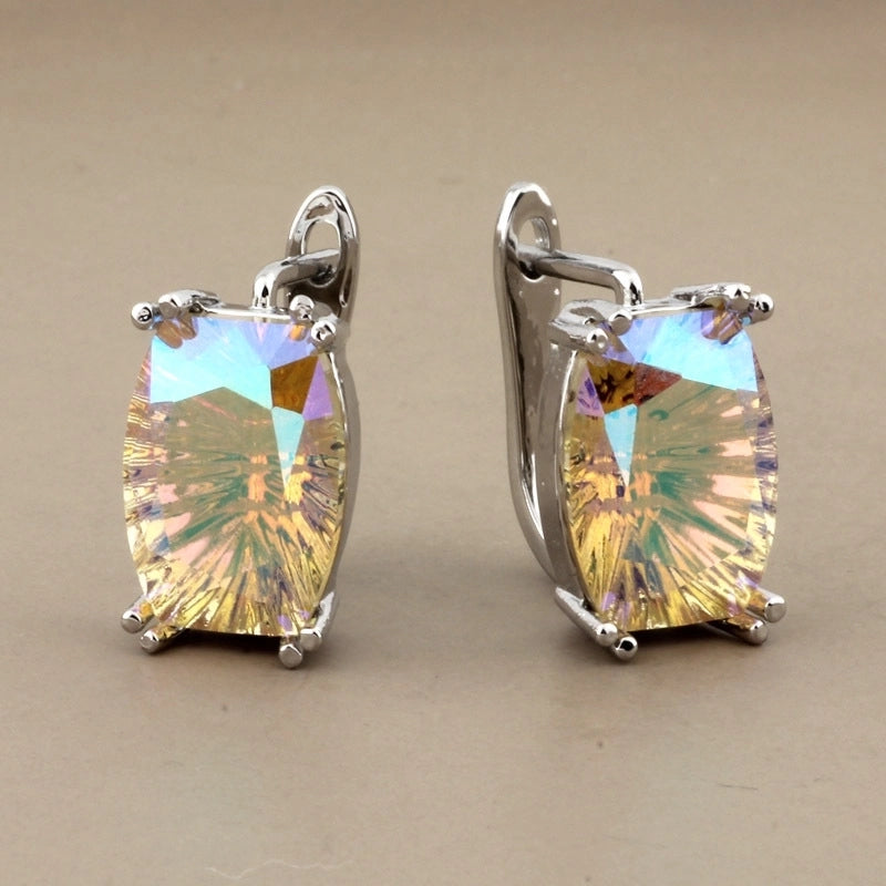 1 Pair Minimalist Classic Style Solid Color Inlay Copper Artificial Gemstones Earrings