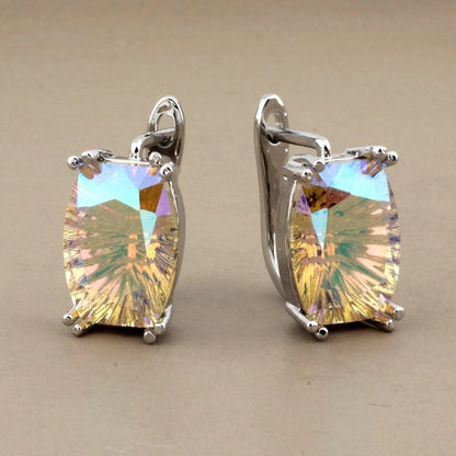 1 Pair Minimalist Classic Style Solid Color Inlay Copper Artificial Gemstones Earrings