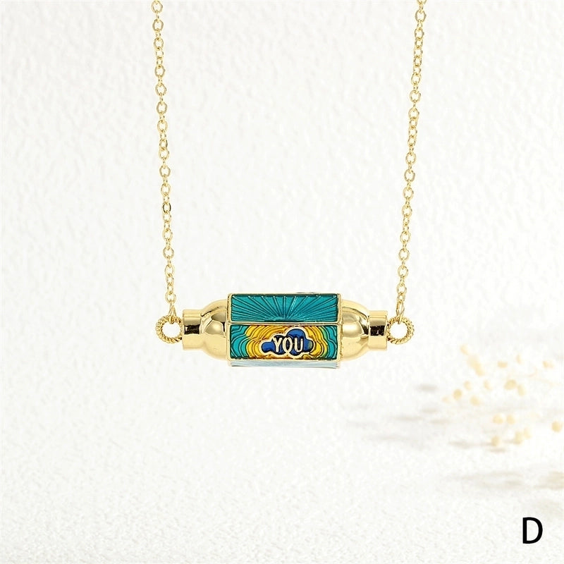 Copper 18K Gold Plated Plating Inlay Devil's Eye Heart Shape Candy Zircon Pendant Necklace