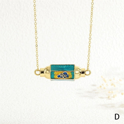 Copper 18K Gold Plated Plating Inlay Devil's Eye Heart Shape Candy Zircon Pendant Necklace