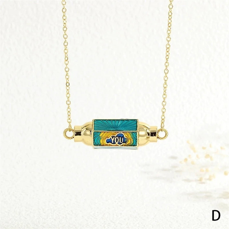 Copper 18K Gold Plated Plating Inlay Devil's Eye Heart Shape Candy Zircon Pendant Necklace