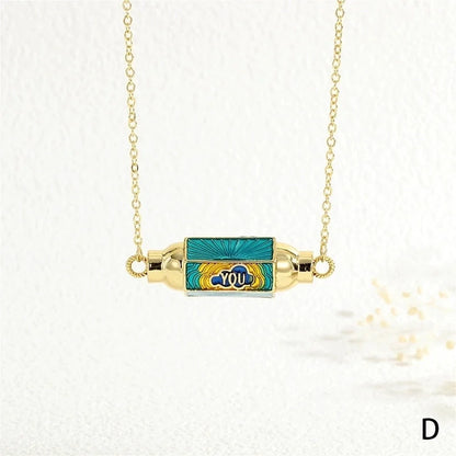 Copper 18K Gold Plated Plating Inlay Devil's Eye Heart Shape Candy Zircon Pendant Necklace