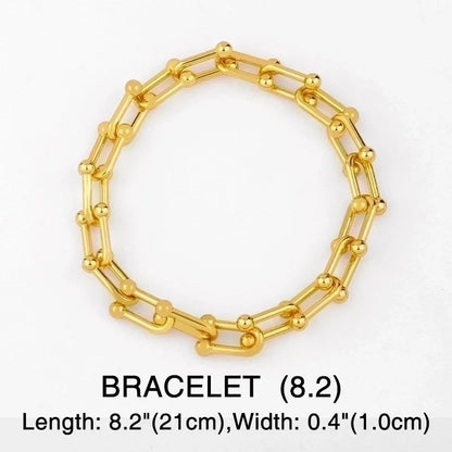 1 Piece Fashion U-shaped Lock Copper Patchwork Plating Bracelets Earrings Necklace