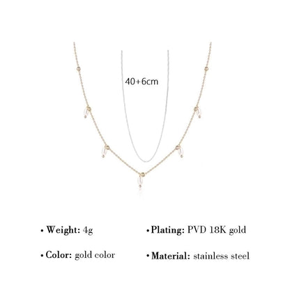 IG Style Water Droplets 304 Stainless Steel Imitation Pearl 18K Gold Plated Plating Necklace