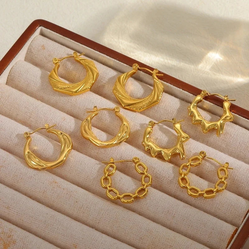 1 Pair Basic Minimalist Irregular Geometric Plating 304 Stainless Steel 18K Gold Plated Earrings