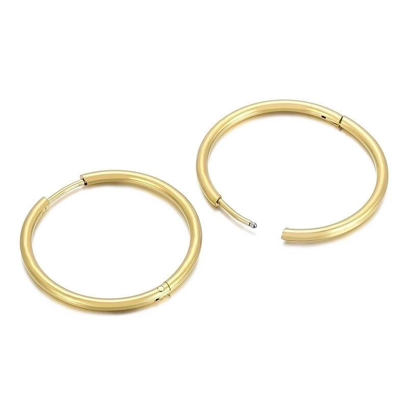 1 Pair Streetwear Solid Color Titanium Steel 18K Gold Plated Hoop Earrings