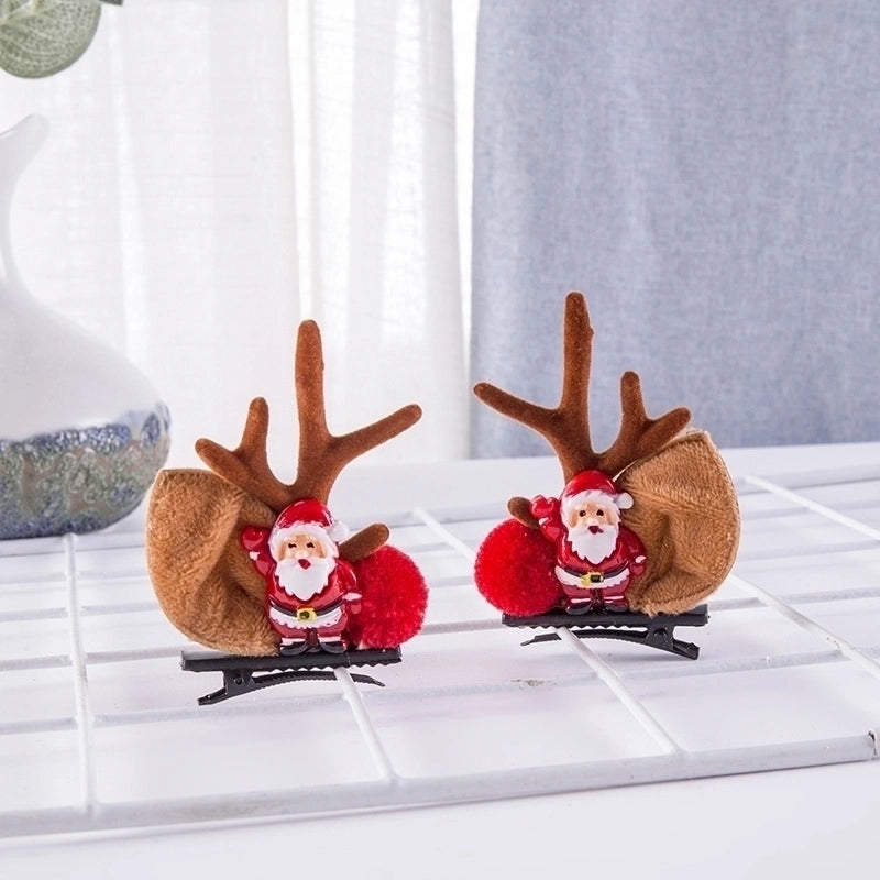 Christmas Cartoon Style Women'S Antlers Plush Plush Hair Clip