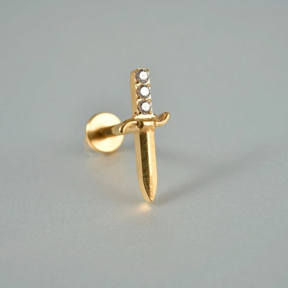 1 Piece Lip Rings Casual Vacation Tropical Cross G23 Titanium Alloy Plating Zircon 18K Gold Plated Lip Rings Ear Cartilage Rings & Studs