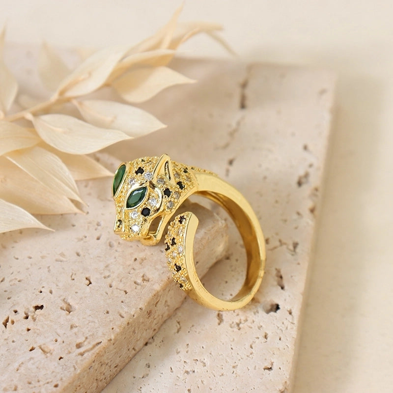 Sweet Round Copper Plating Inlay Rhinestones 18k Gold Plated Open Rings