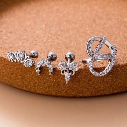 1 Piece Ear Cartilage Rings & Studs Sweet Moon Copper Plating Inlay Zircon