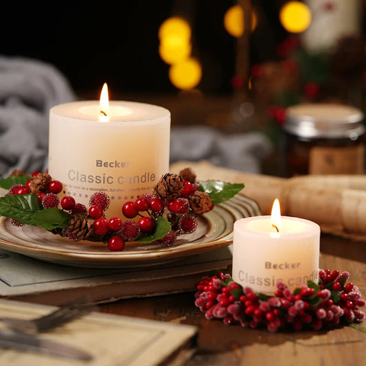 Christmas Gift Small Wreath Candle Holder Tabletop Decoration Peaceful Night Candlelight Dinner Accessories Set