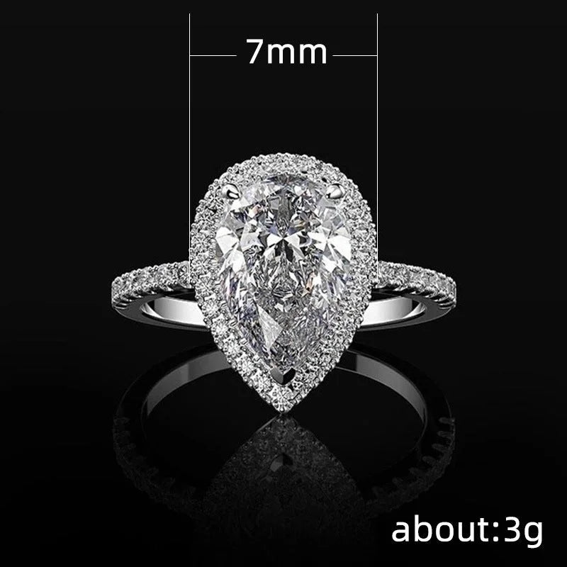 Creative Sparkling Drop-shaped Copper Zircon Wedding Ring Ladies Wedding Jewelry