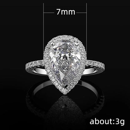 Creative Sparkling Drop-shaped Copper Zircon Wedding Ring Ladies Wedding Jewelry