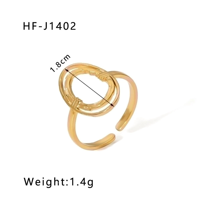 Stainless Steel 18K Gold Plated Modern Style Plating Geometric Open Rings