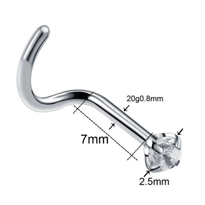 Fashion Solid Color Stainless Steel Inlay Zircon Nose Studs 1 Piece