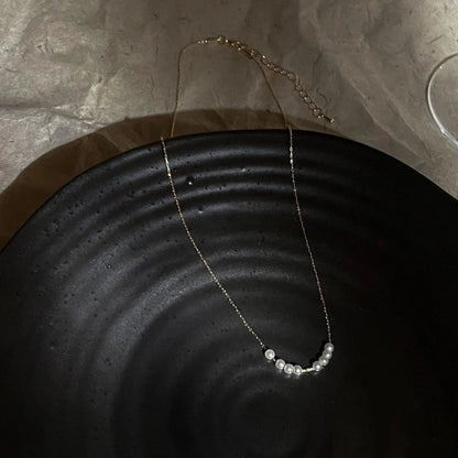 French Style Round Pearl Plating Women\'s Necklace