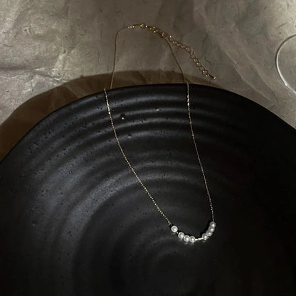 French Style Round Pearl Plating Women\'s Necklace