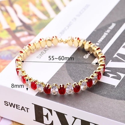 Copper White Gold Plated Gold Plated Multicolor Zircon Bangle