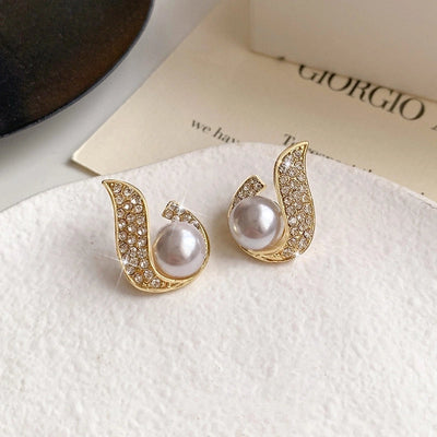1 Pair Minimalist Round Inlay Alloy Zircon Ear Studs